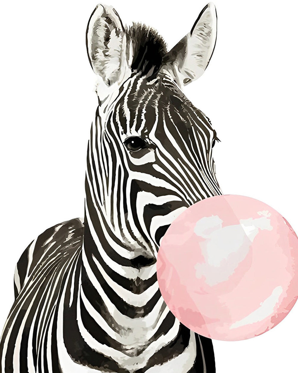Zebra Blaast Roze Kauwgom Diamond Painting