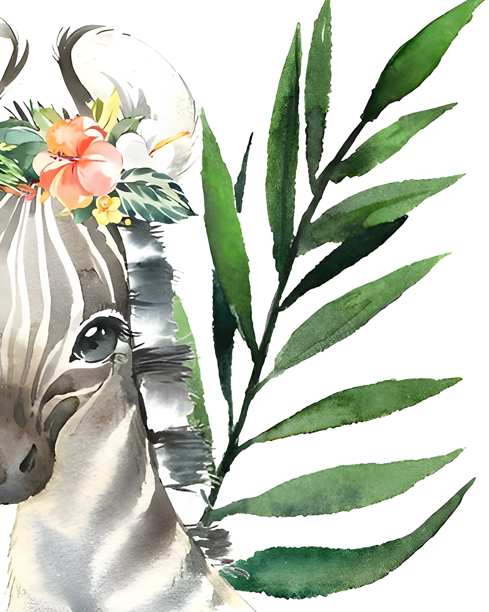 Zebra en Groen Blad Diamond Painting