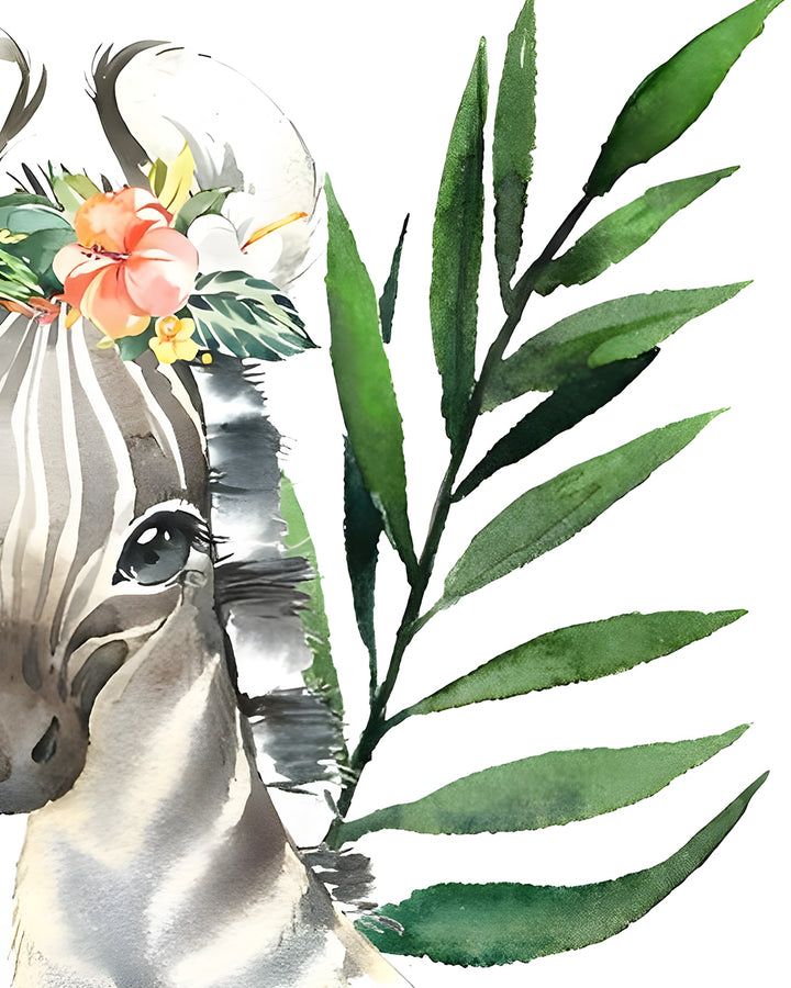 Zebra en Groen Blad Diamond Painting