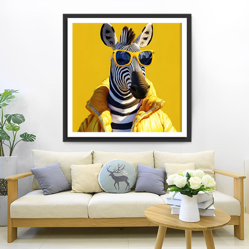 Zebra in Gele Jas Diamond Painting