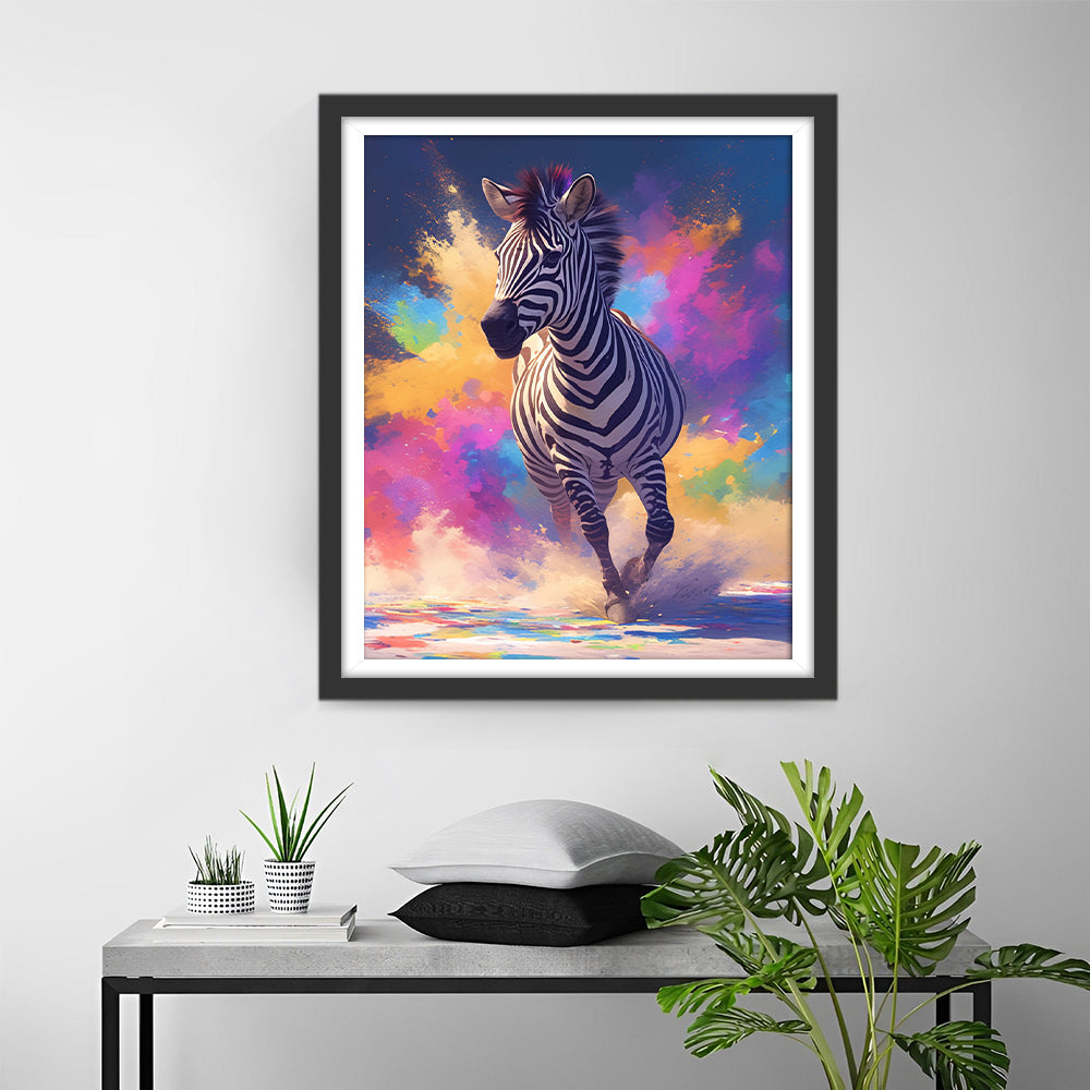 Zebra Rent in Kleurrijke Kleuren Diamond Painting