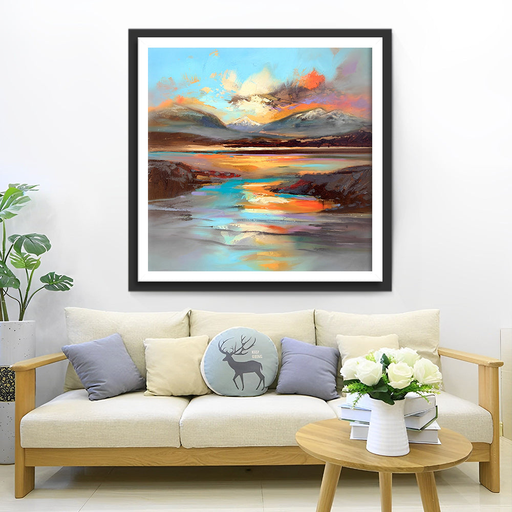 Zee en Wolken in de Bergen Diamond Painting