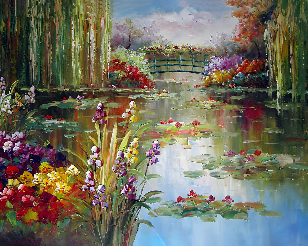 Zomer Bloemen Vijver Diamond Painting
