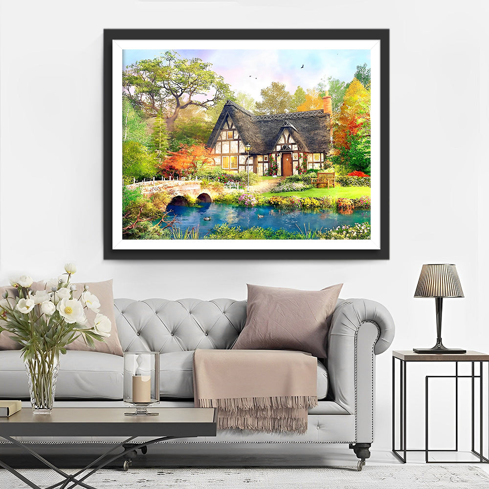 Zomer Chalet in het Bos Diamond Painting