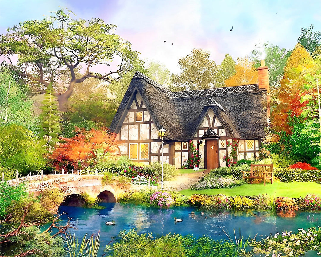 Zomer Chalet in het Bos Diamond Painting