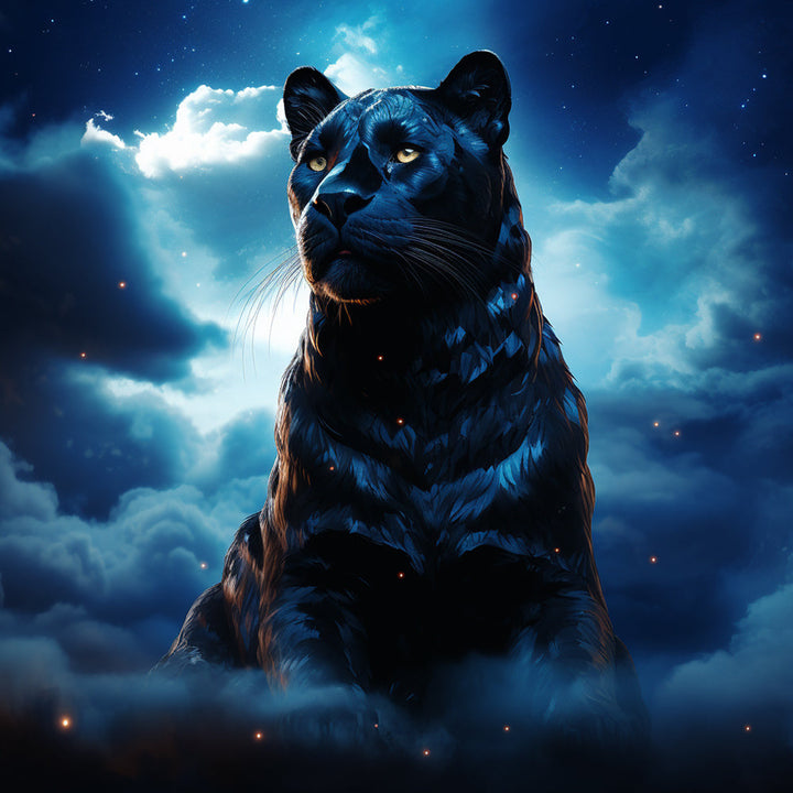 Zwarte Luipaard in de Wolken Diamond Painting