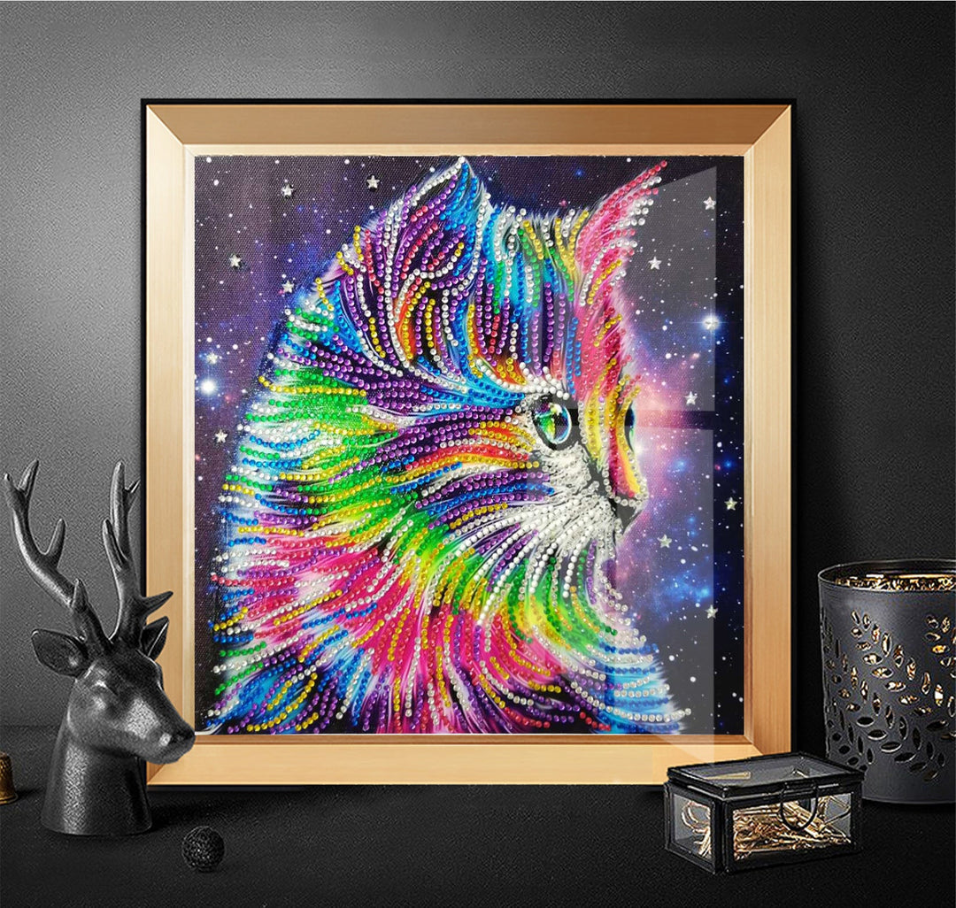 Speciaal Gevormde Strass Kleurrijke Kat Diamond Painting