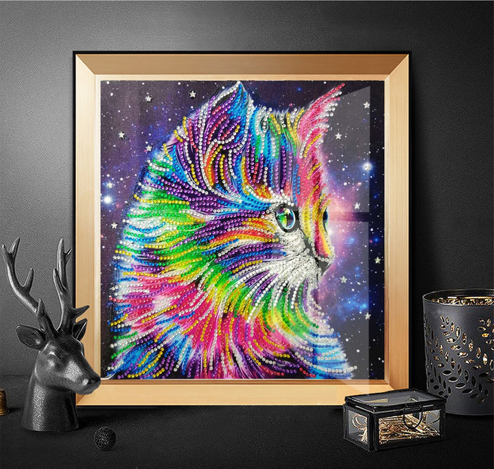 Speciaal Gevormde Strass Kleurrijke Kat Diamond Painting