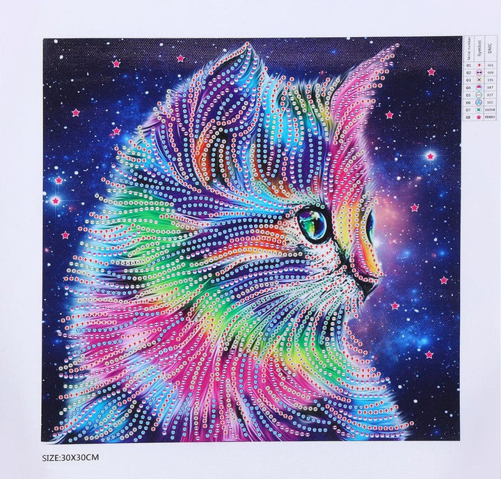 Speciaal Gevormde Strass Kleurrijke Kat Diamond Painting