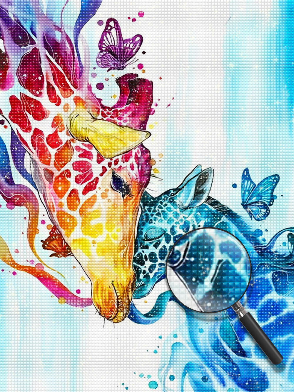 Rode en Blauwe Herten Kop voor Kop Diamond Painting