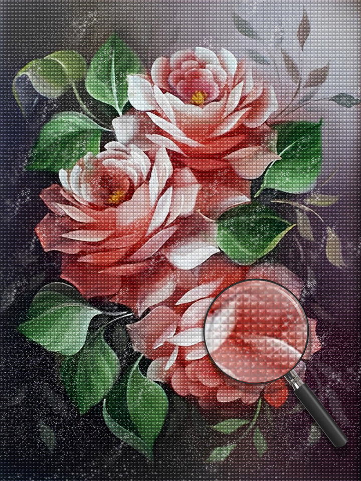 Drie Roze Rozen Diamond Painting