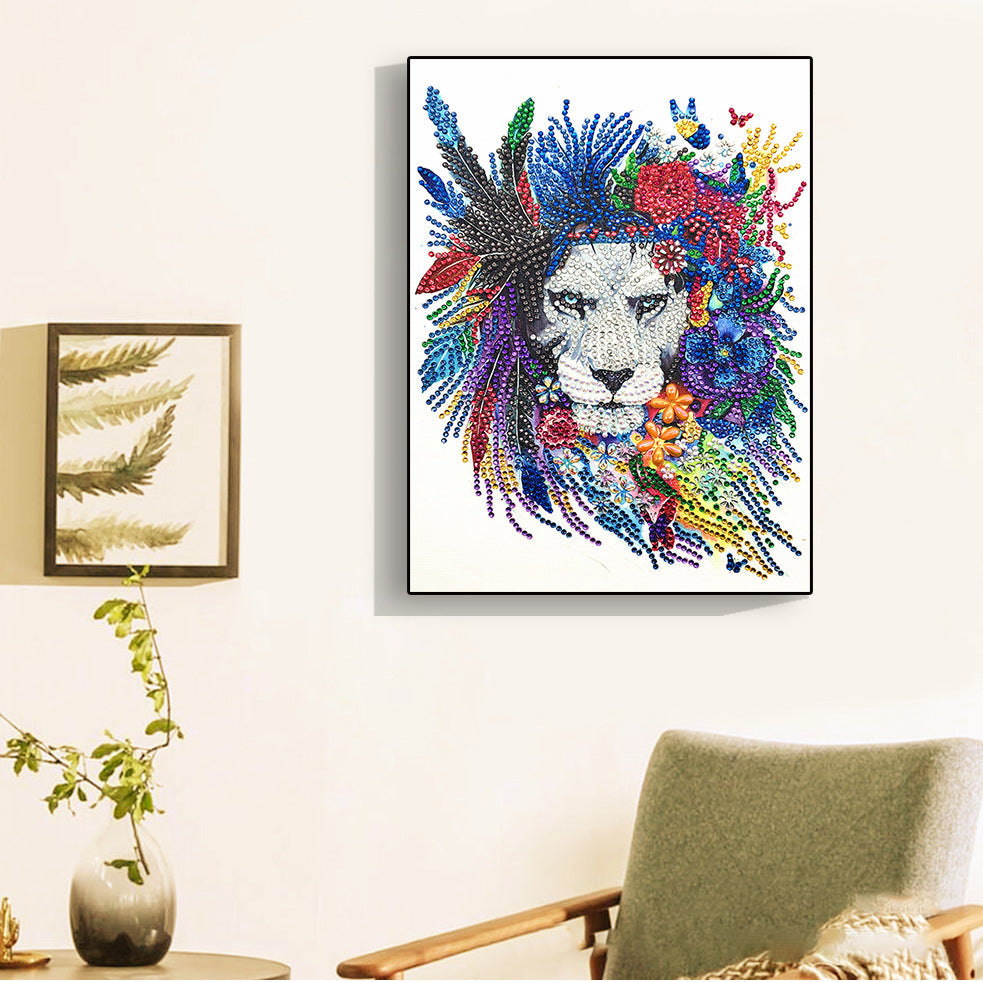 Speciaal Gevormde Strass Leeuw Diamond Painting
