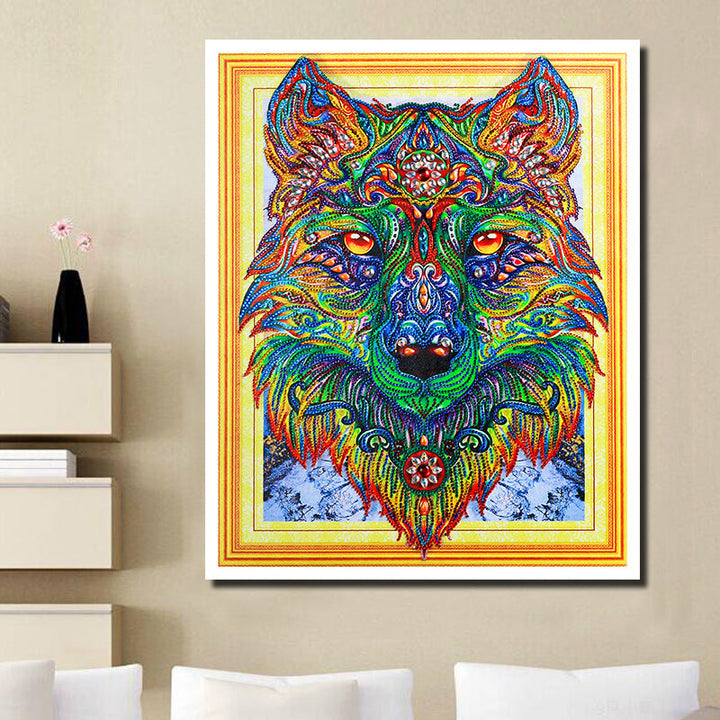 Speciaal Gevormde Strass Wolf Diamond Painting