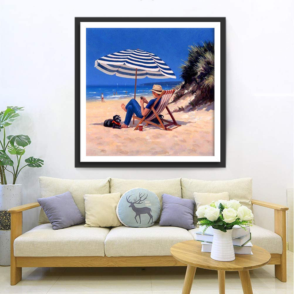 Zee-rust met Parasol Diamond Painting