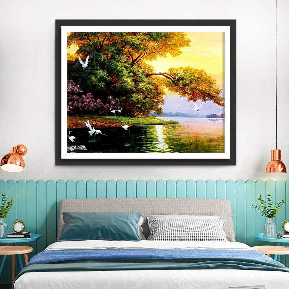 Aalscholvers op het Water Diamond Painting