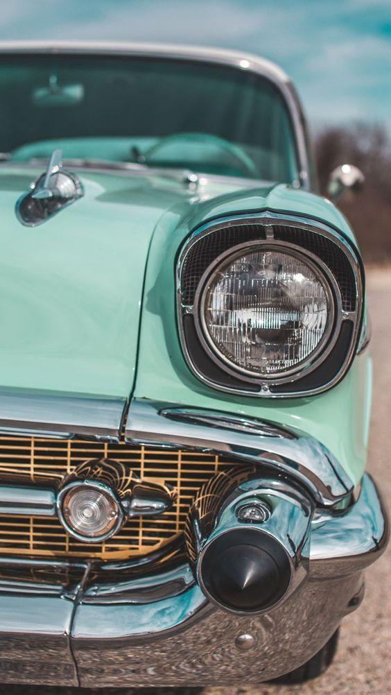 Aantrekkelijke Vintage Mintgroene Wagen Diamond Painting