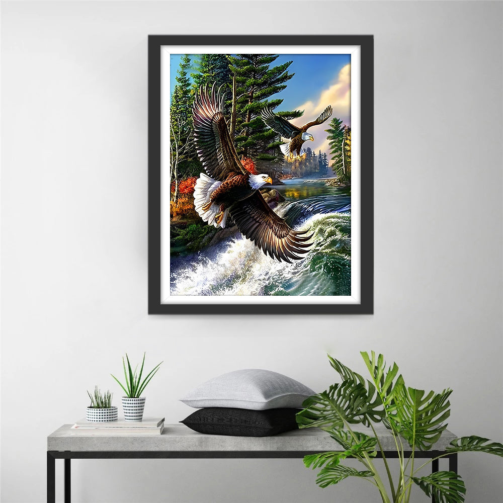 Adelaar boven de Rivier Diamond Painting