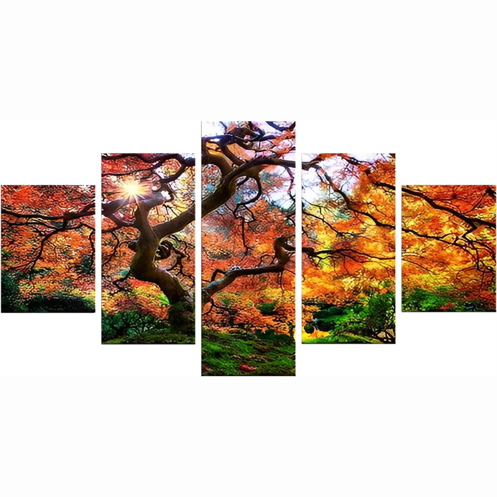 Adembenemend Herfstboomtafereel in Panoramastijl 5 Platen Diamond Painting