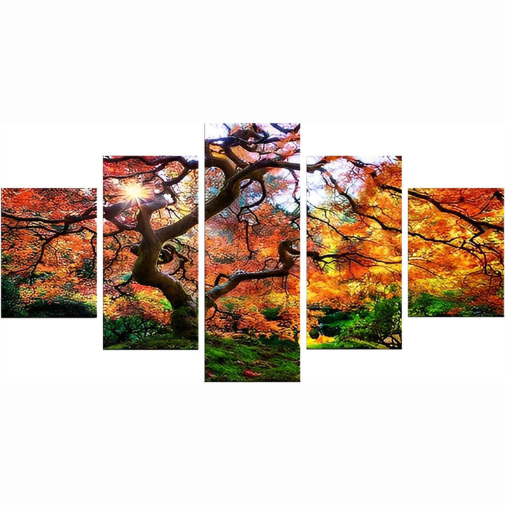 Adembenemend Herfstboomtafereel in Panoramastijl 5 Platen Diamond Painting