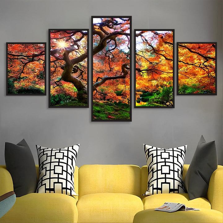 Adembenemend Herfstboomtafereel in Panoramastijl 5 Platen Diamond Painting