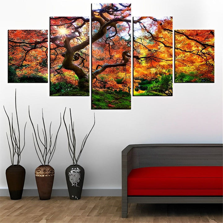 Adembenemend Herfstboomtafereel in Panoramastijl 5 Platen Diamond Painting