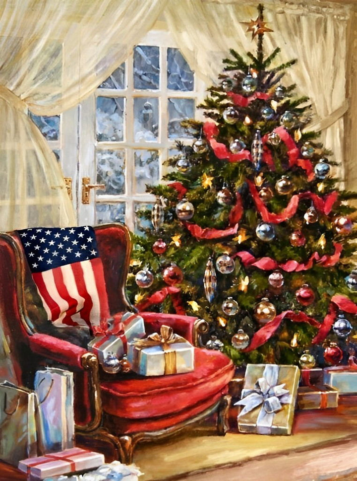 Amerikaanse Kerstsfeer Diamond Painting