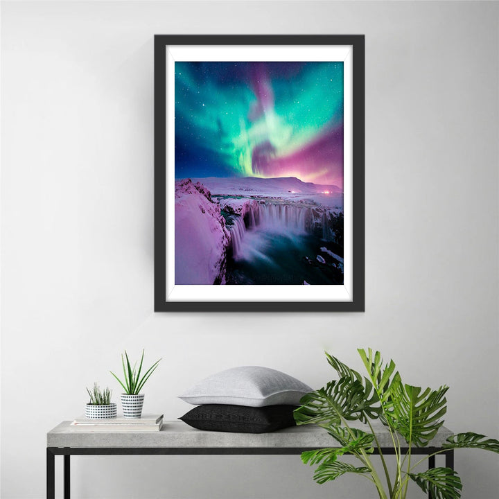 Aurora-watervalweelde Diamond Painting