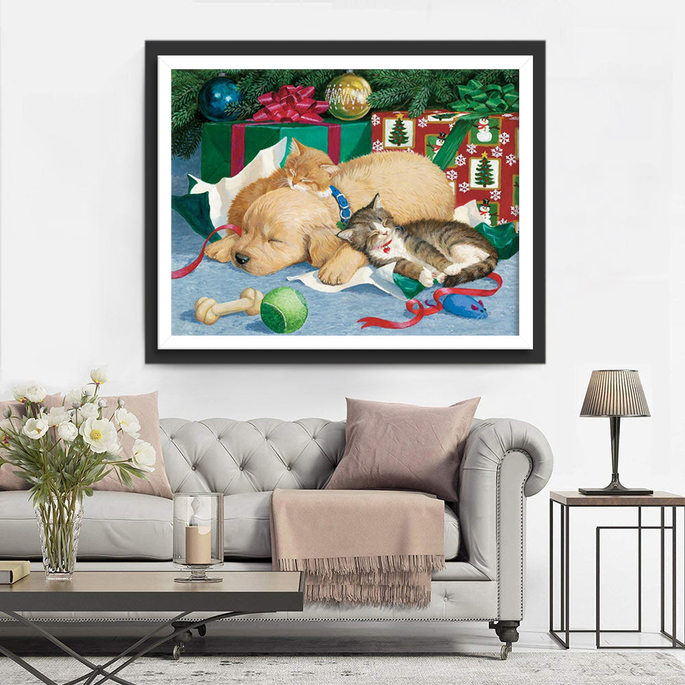 Betoverend-Rustige Kerstslaperij Diamond Painting