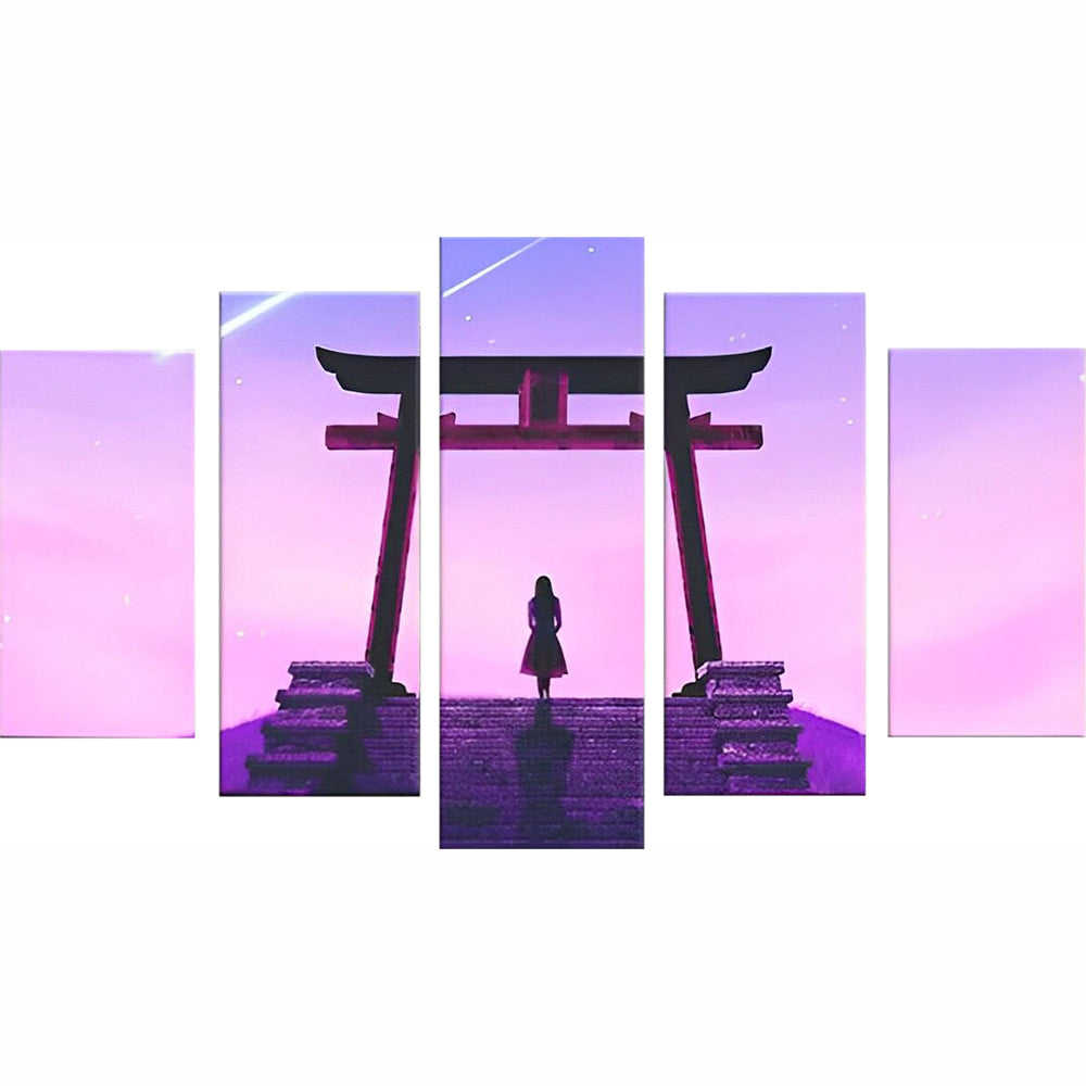 Betoverend Silhouet bij Torii-poort 5 Platen Diamond Painting