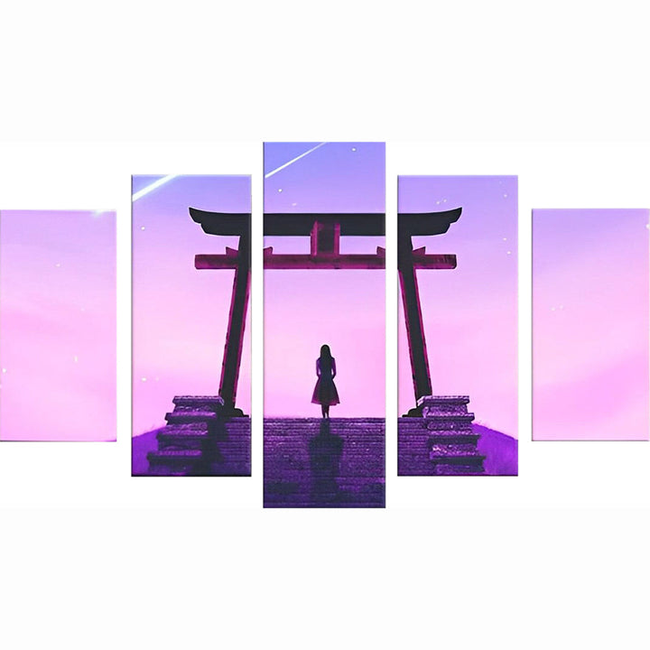 Betoverend Silhouet bij Torii-poort 5 Platen Diamond Painting