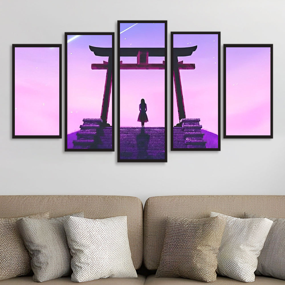 Betoverend Silhouet bij Torii-poort 5 Platen Diamond Painting