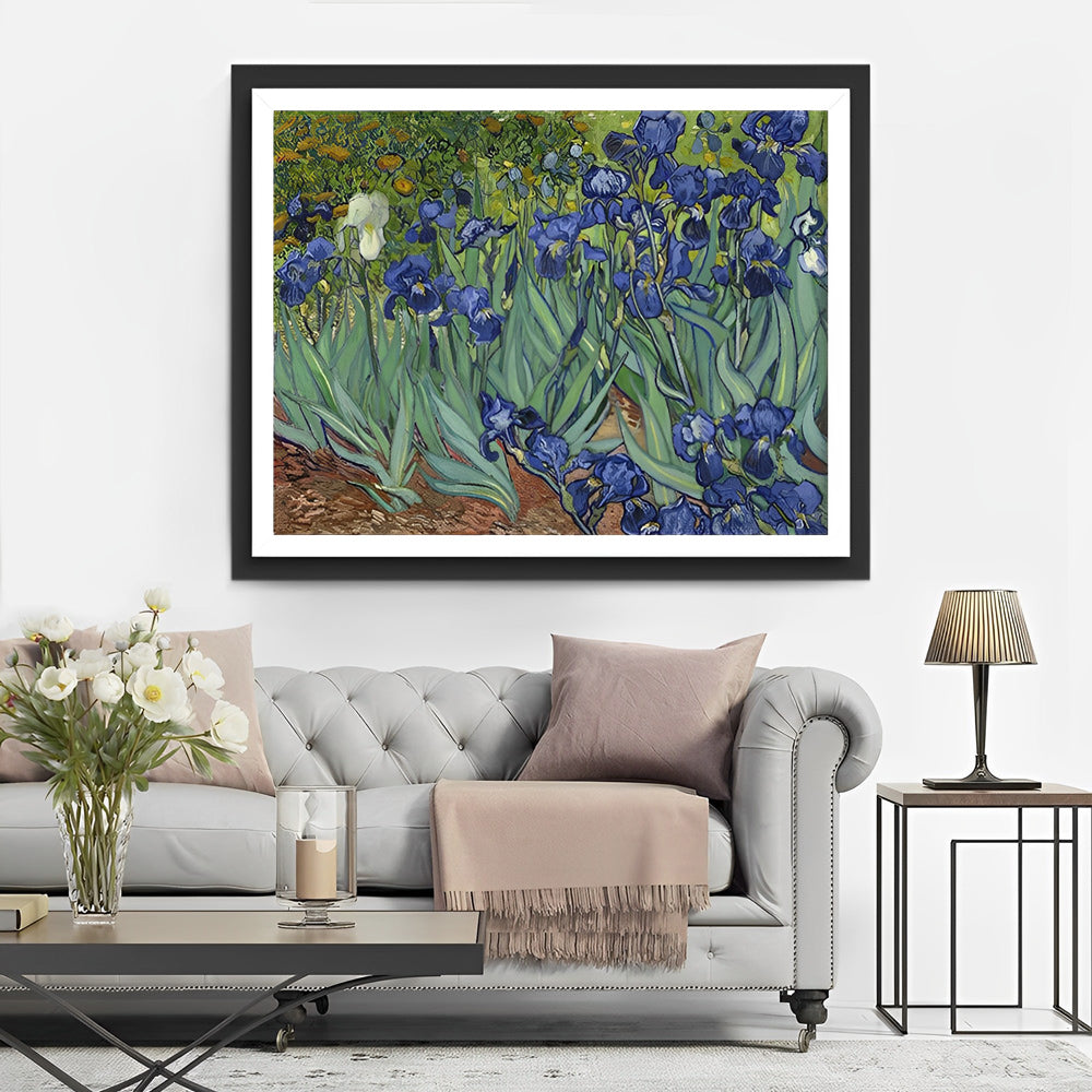 Blauwe Irissen in de Tuin Diamond Painting
