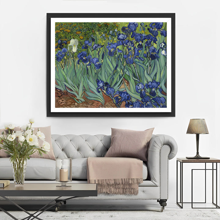 Blauwe Irissen in de Tuin Diamond Painting