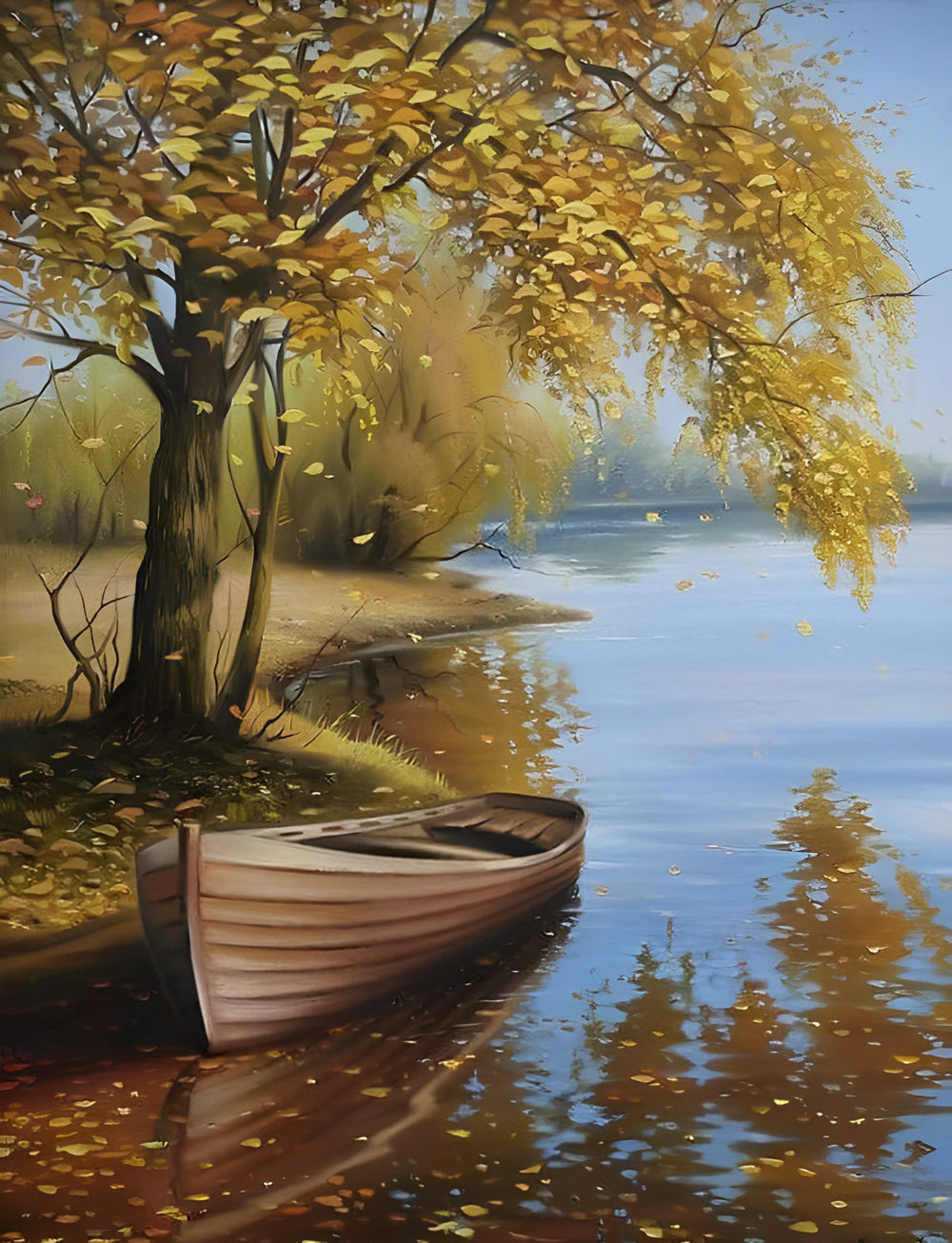 Bootje aan de Oever Diamond Painting