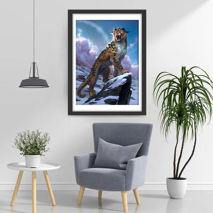 Boze Tijger op Besneeuwde Berg Diamond Painting