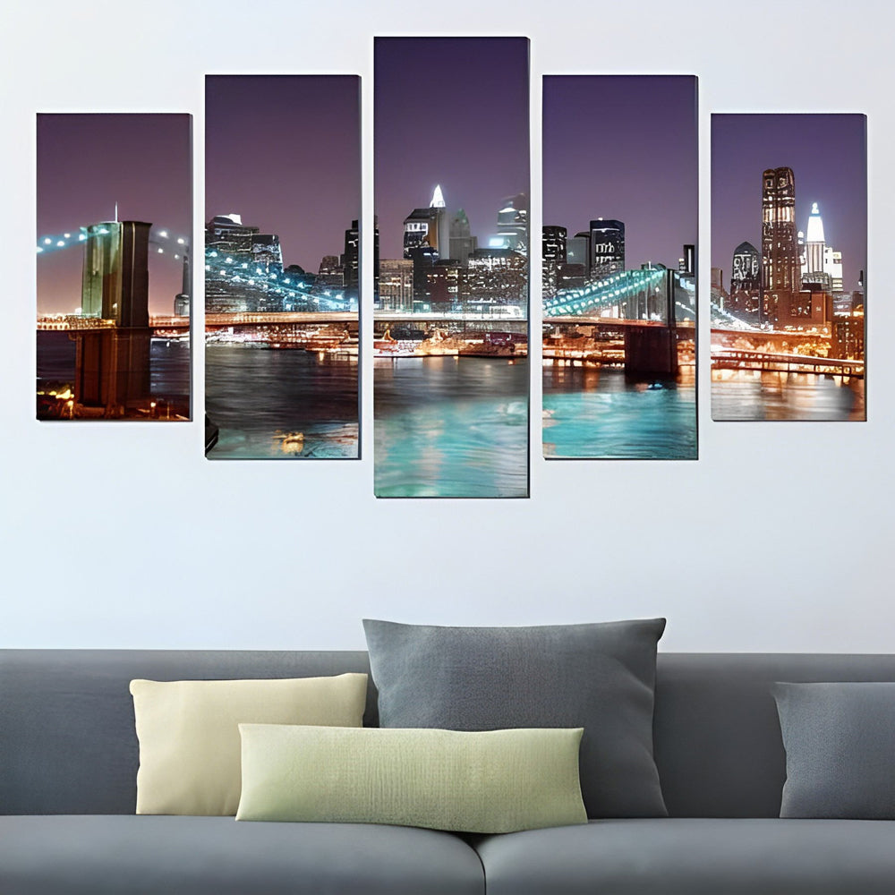 Brooklynbrug in Avondlicht 5 Platen Diamond Painting