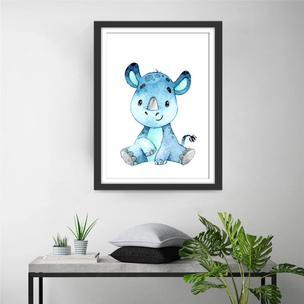 Cartoon Blauwe Olifant Diamond Painting