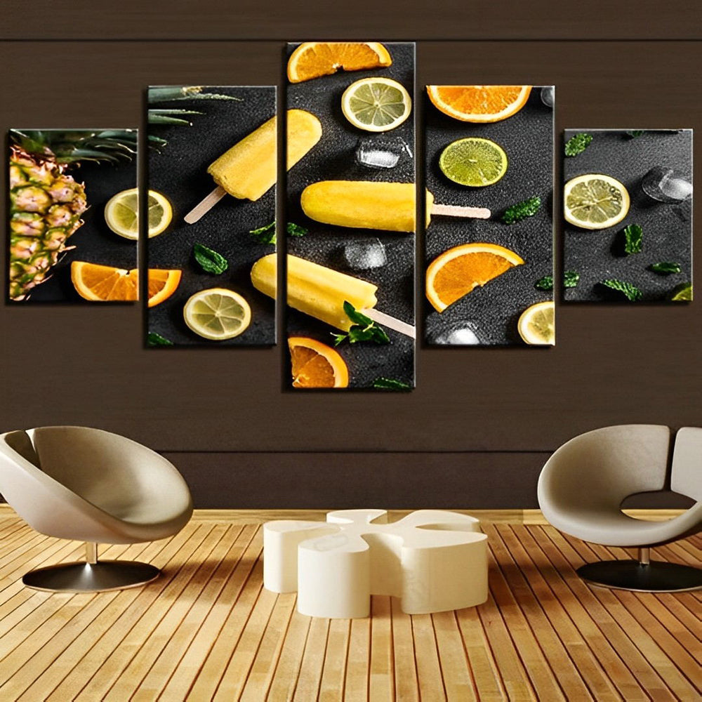 Citroenen, Sinaasappels, Limoenen en Ijslolly's 5 Platen Diamond Painting