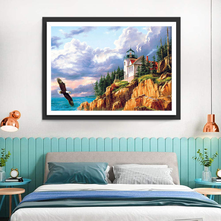 De Adelaar en de Vuurtoren bij de Kust Diamond Painting