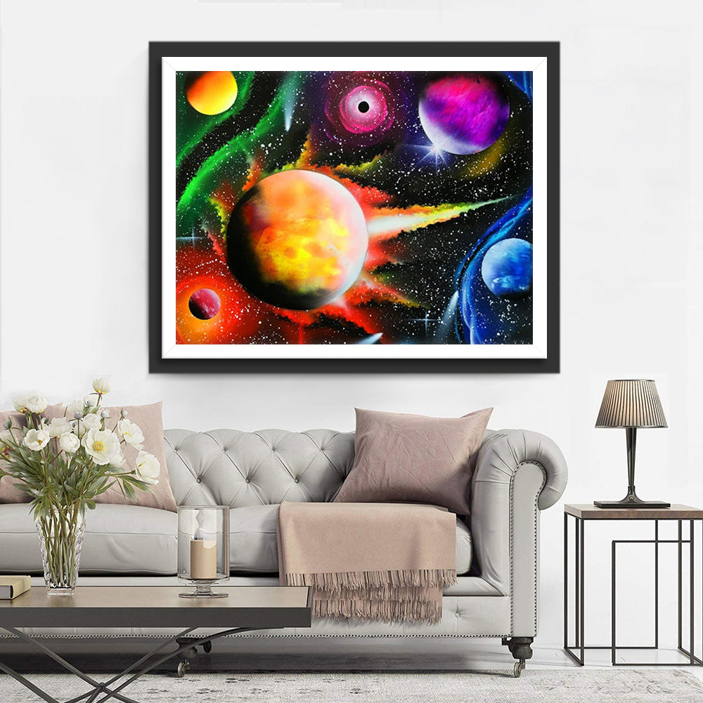 De Betoverende Kleurenexplosie van Kosmische Energie Diamond Painting
