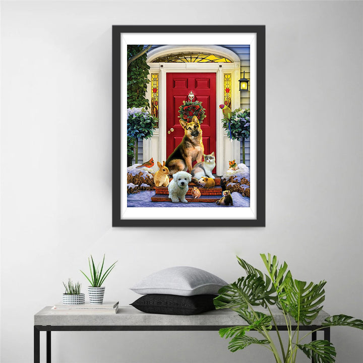 De Huisdierentroep voor de Feestdeur Diamond Painting