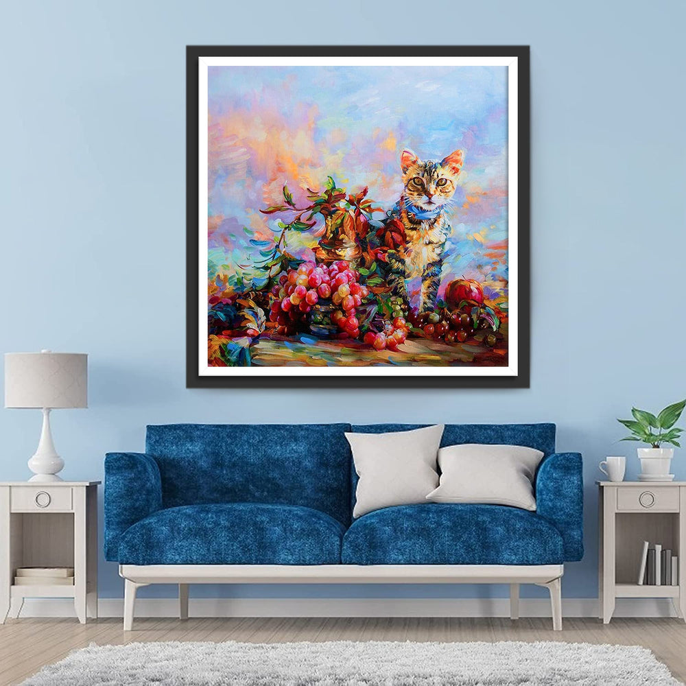 De Kat in de Fruitstapel Diamond Painting