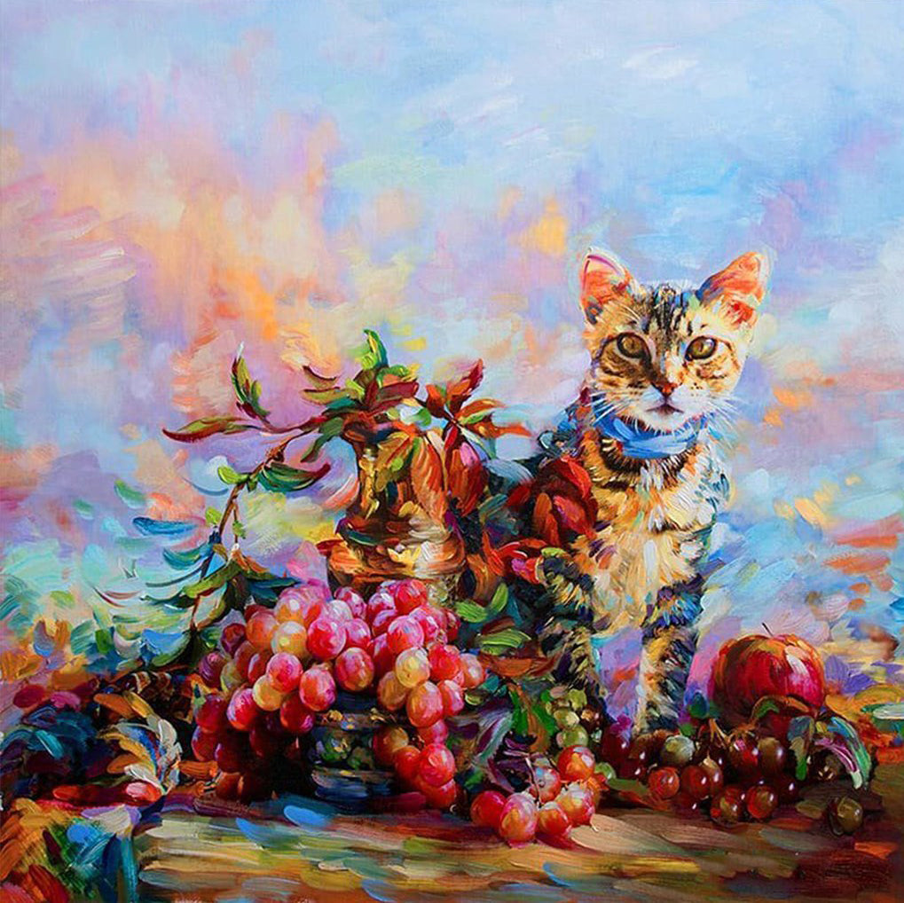 De Kat in de Fruitstapel Diamond Painting