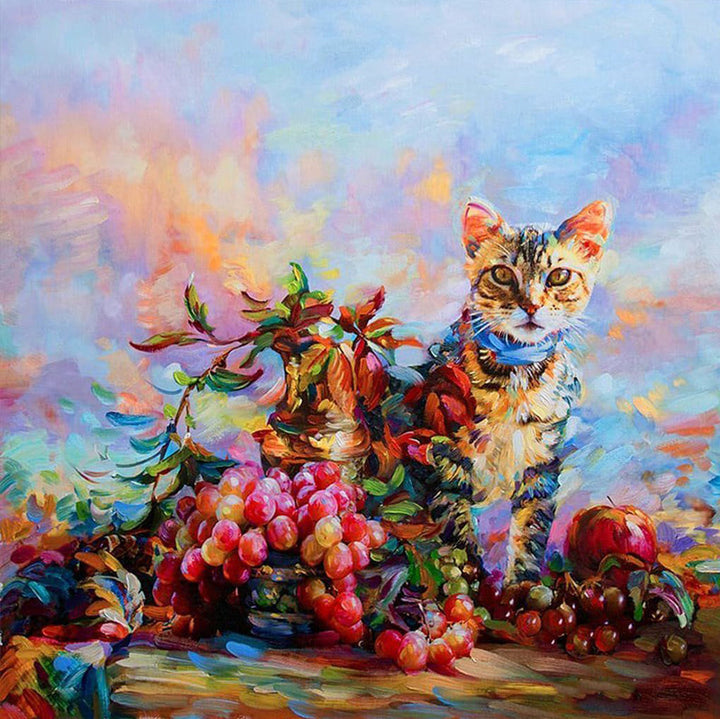 De Kat in de Fruitstapel Diamond Painting