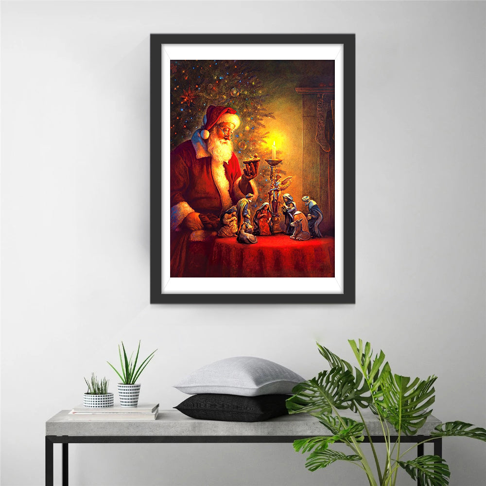 De Kerstman en het Heilige Kersttafereel Diamond Painting