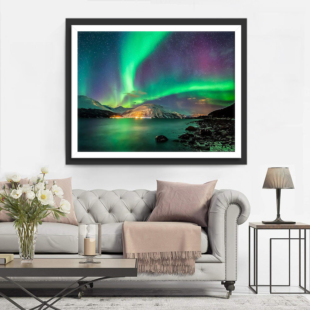 De Magische Aurora in de Nachtelijke Hemel Diamond Painting