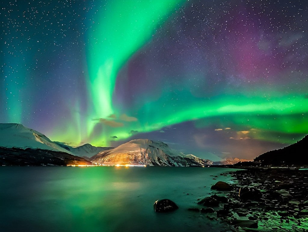 De Magische Aurora in de Nachtelijke Hemel Diamond Painting