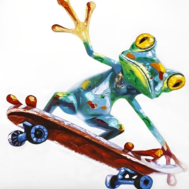 De Skateboardende Kikker Diamond Painting