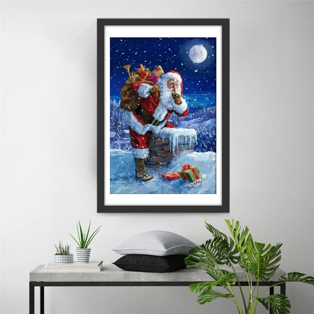 De Stiekeme Schoorsteenklimmende Kerstman Diamond Painting