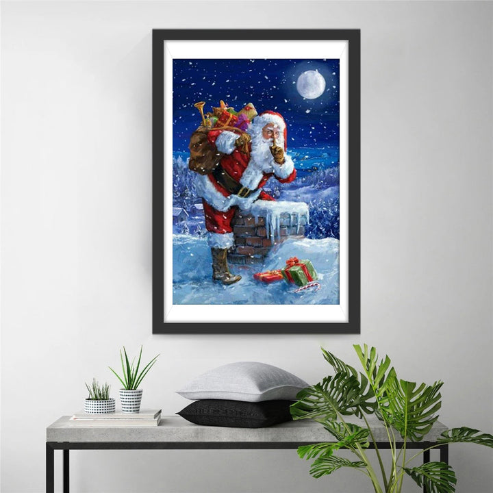 De Stiekeme Schoorsteenklimmende Kerstman Diamond Painting